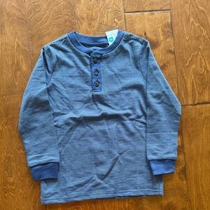 NWT Size 4T Garanimals Long Sleeve Blue Henley Stripe Shirt